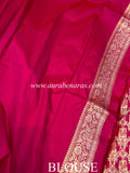 Rani Pink Pure Banarasi Handloom Katan Silk Saree - Aura Benaras