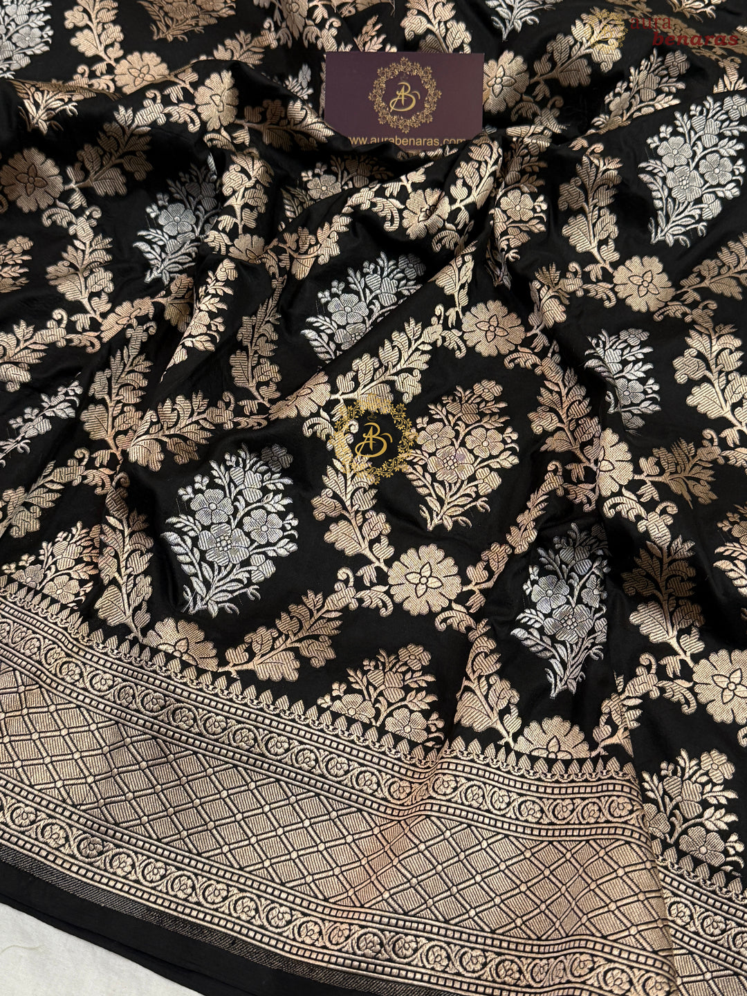 Black Pure Katan silk Handloom Banarasi Saree