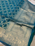 Peacock Blue Pure Banarasi Handloom Katan Silk Saree - Aura Benaras