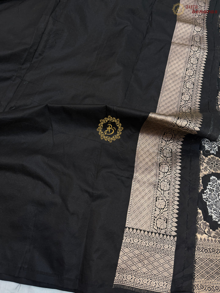Black Pure Katan silk Handloom Banarasi Saree