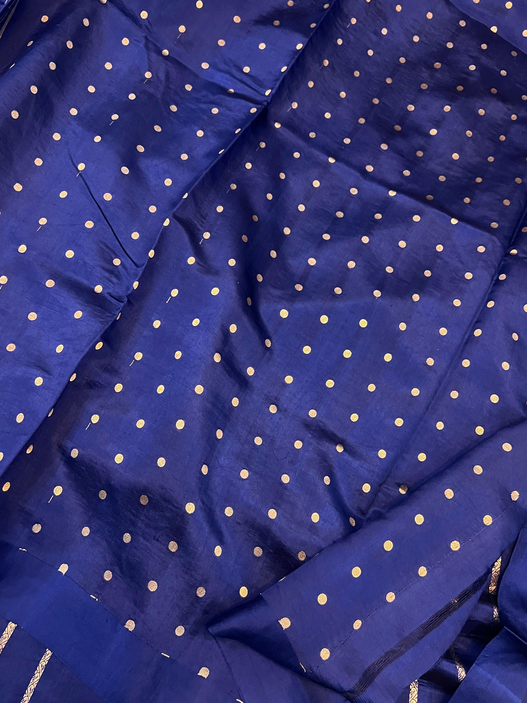 Navy Blue Pure Banarasi Handloom Silk Saree - Aura Benaras