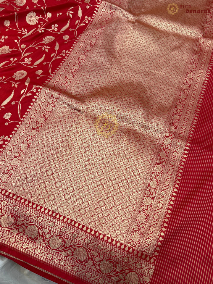 Red Pure Katan silk Handloom Banarasi Saree