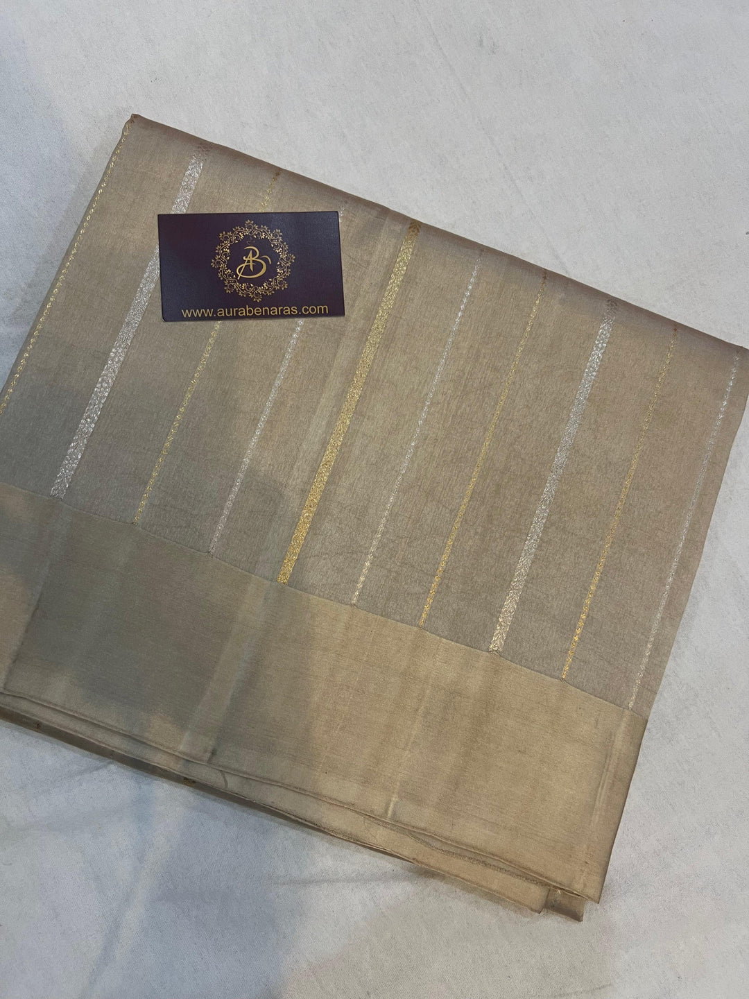 Smoke Grey Pure Banarasi Handloom Silk Saree - Aura Benaras