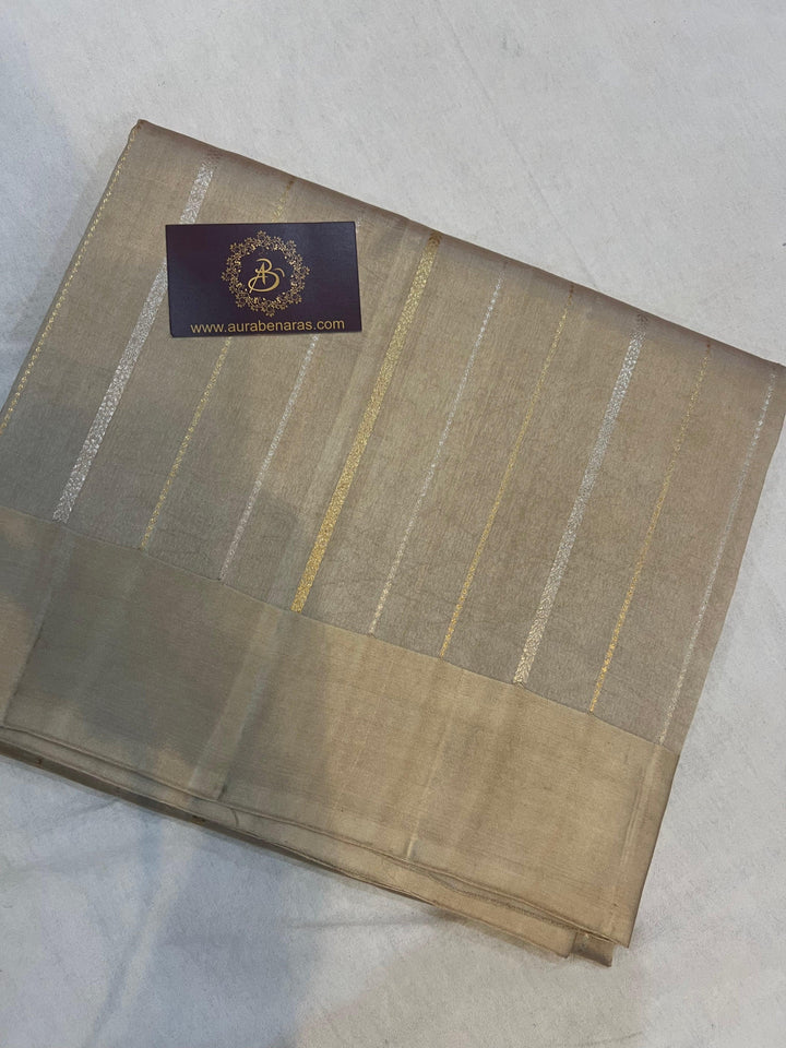 Smoke Grey Pure Banarasi Handloom Silk Saree - Aura Benaras
