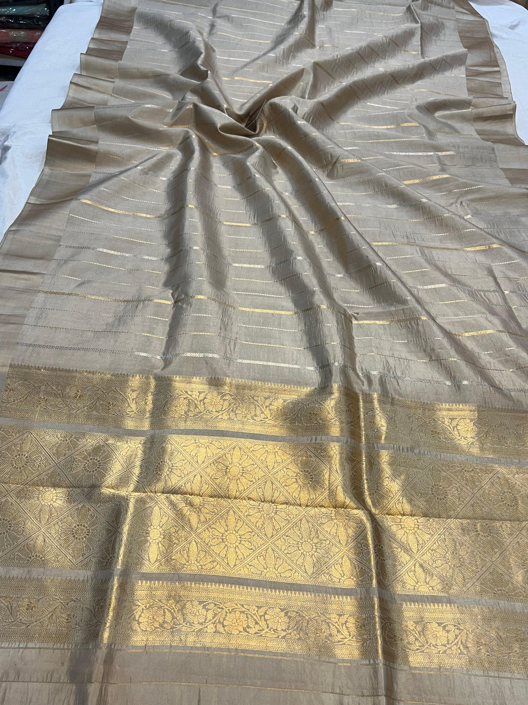 Smoke Grey Pure Banarasi Handloom Silk Saree - Aura Benaras