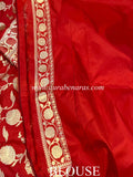 Red Pure Banarasi Handloom Katan Silk Saree - Aura Benaras