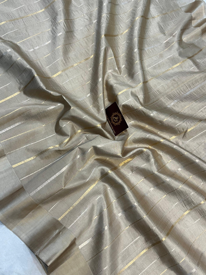 Smoke Grey Pure Banarasi Handloom Silk Saree - Aura Benaras