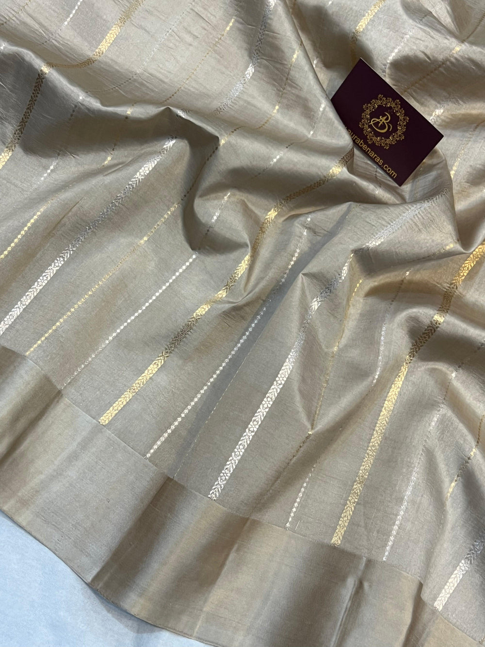 Smoke Grey Pure Banarasi Handloom Silk Saree - Aura Benaras
