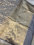 Grey Pure Banarasi Handloom Katan Silk Saree - Aura Benaras