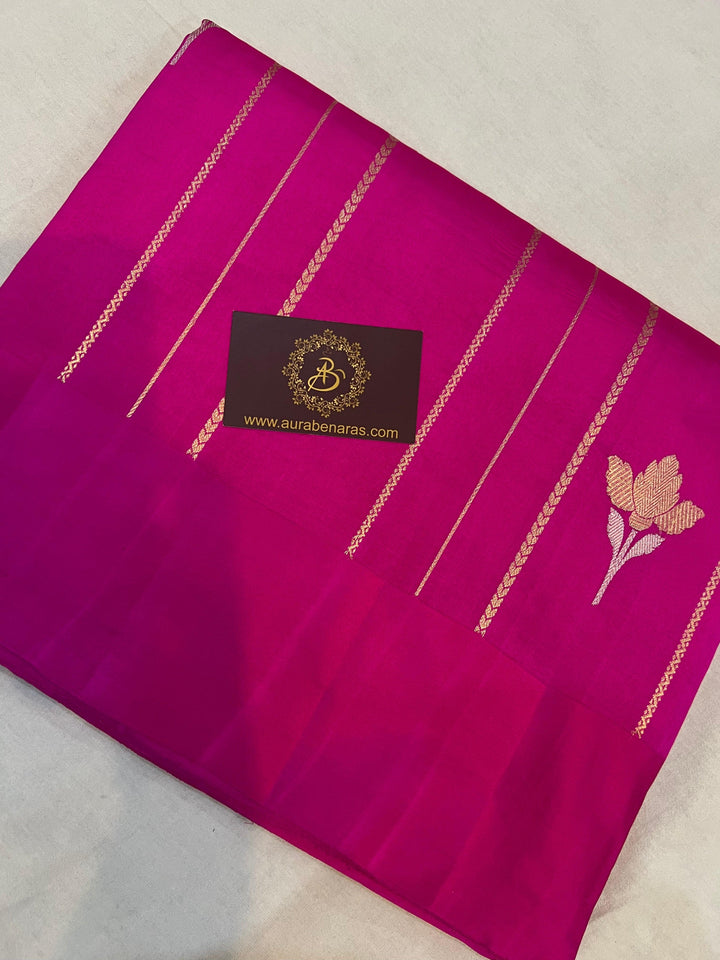 Rani Pink Pure Banarasi Handloom Silk Saree - Aura Benaras