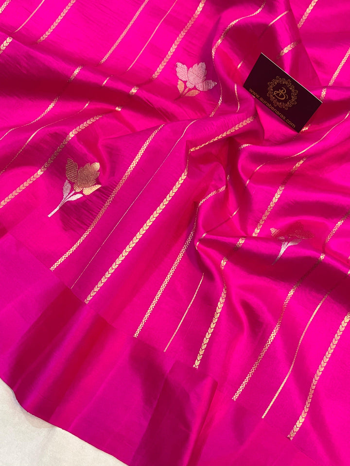 Rani Pink Pure Banarasi Handloom Silk Saree - Aura Benaras
