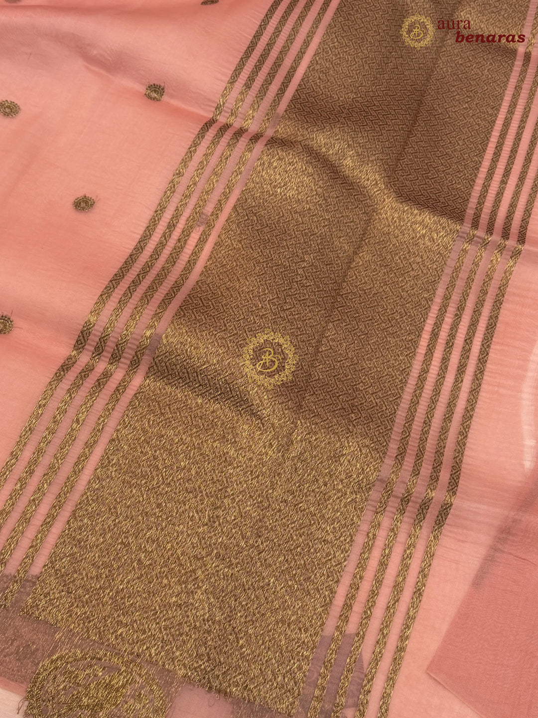 Old Rose Kora Silk Banarasi Saree with Antique Zari Bird Border