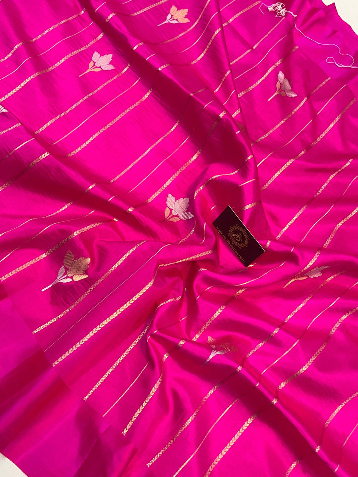 Rani Pink Pure Banarasi Handloom Silk Saree - Aura Benaras