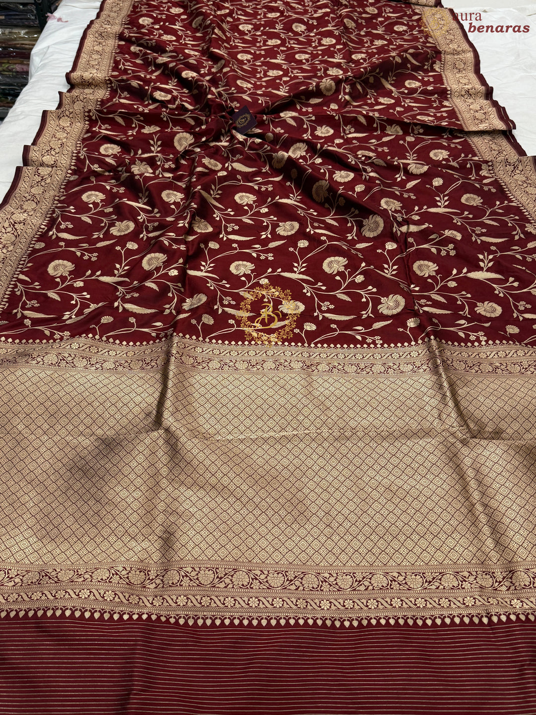Deep Maroon Pure Katan silk Handloom Banarasi Saree