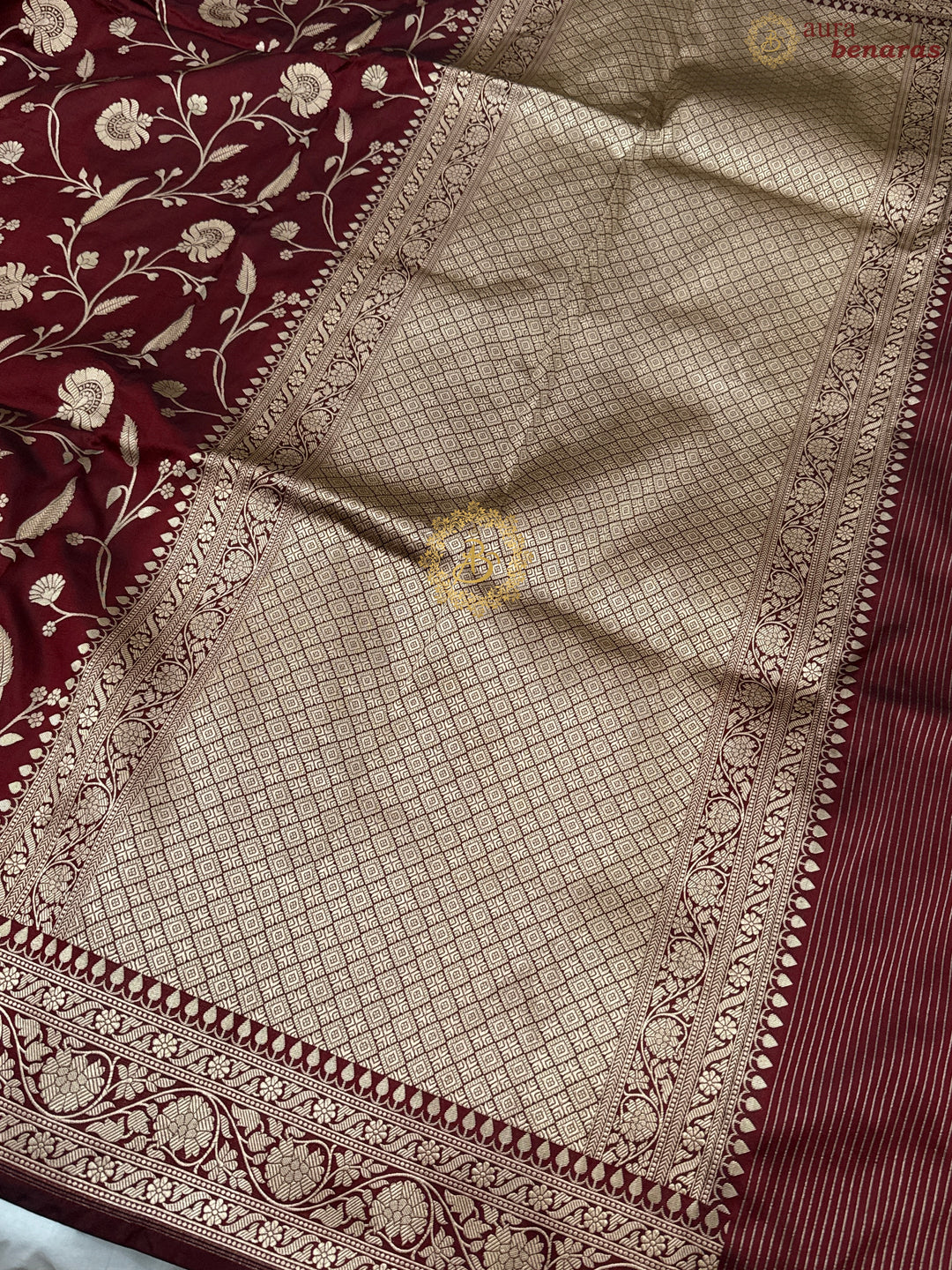 Deep Maroon Pure Katan silk Handloom Banarasi Saree
