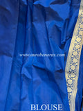 Deep Blue Pure Banarasi Handloom Katan Silk Saree - Aura Benaras