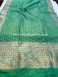 Sea Green Pure Banarasi Handloom Katan Silk Saree - Aura Benaras