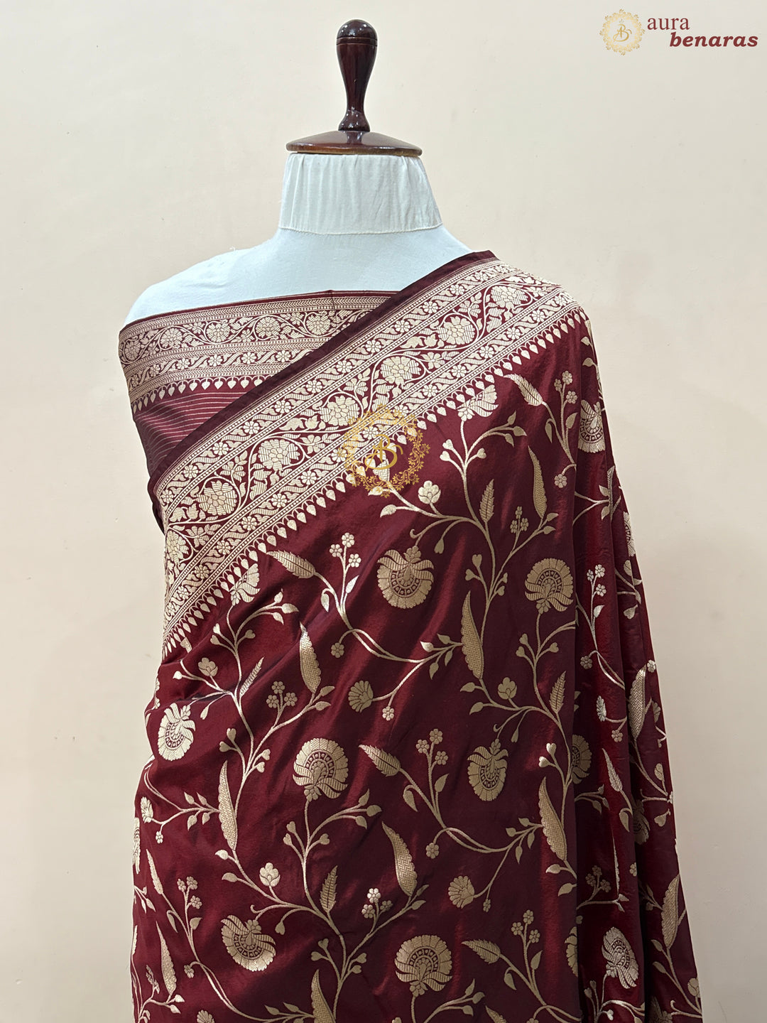 Deep Maroon Pure Katan silk Handloom Banarasi Saree