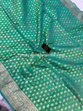 Sea Green Pure Banarasi Handloom Katan Silk Saree - Aura Benaras