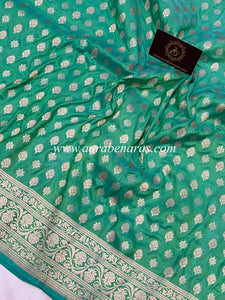 Sea Green Pure Banarasi Handloom Katan Silk Saree - Aura Benaras