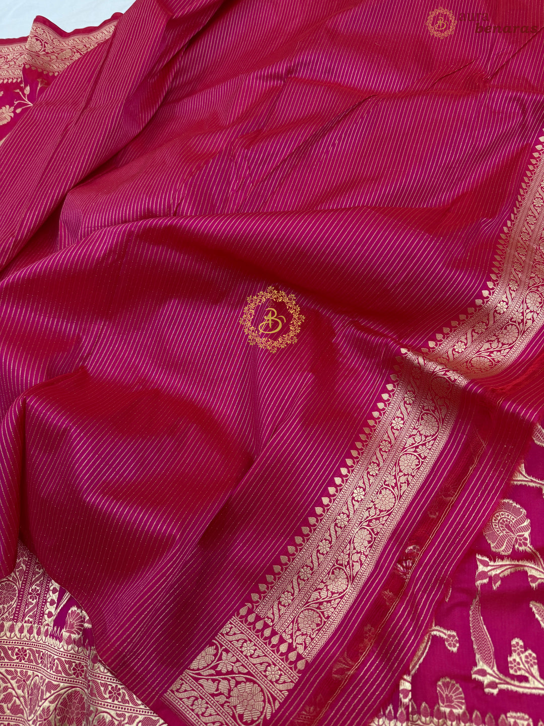 Rani Pink Pure Katan silk Handloom Banarasi Saree