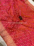 Fire Orange Pure Banarasi Handloom Katan Silk Saree - Aura Benaras