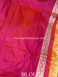 Fire Orange Pure Banarasi Handloom Katan Silk Saree - Aura Benaras