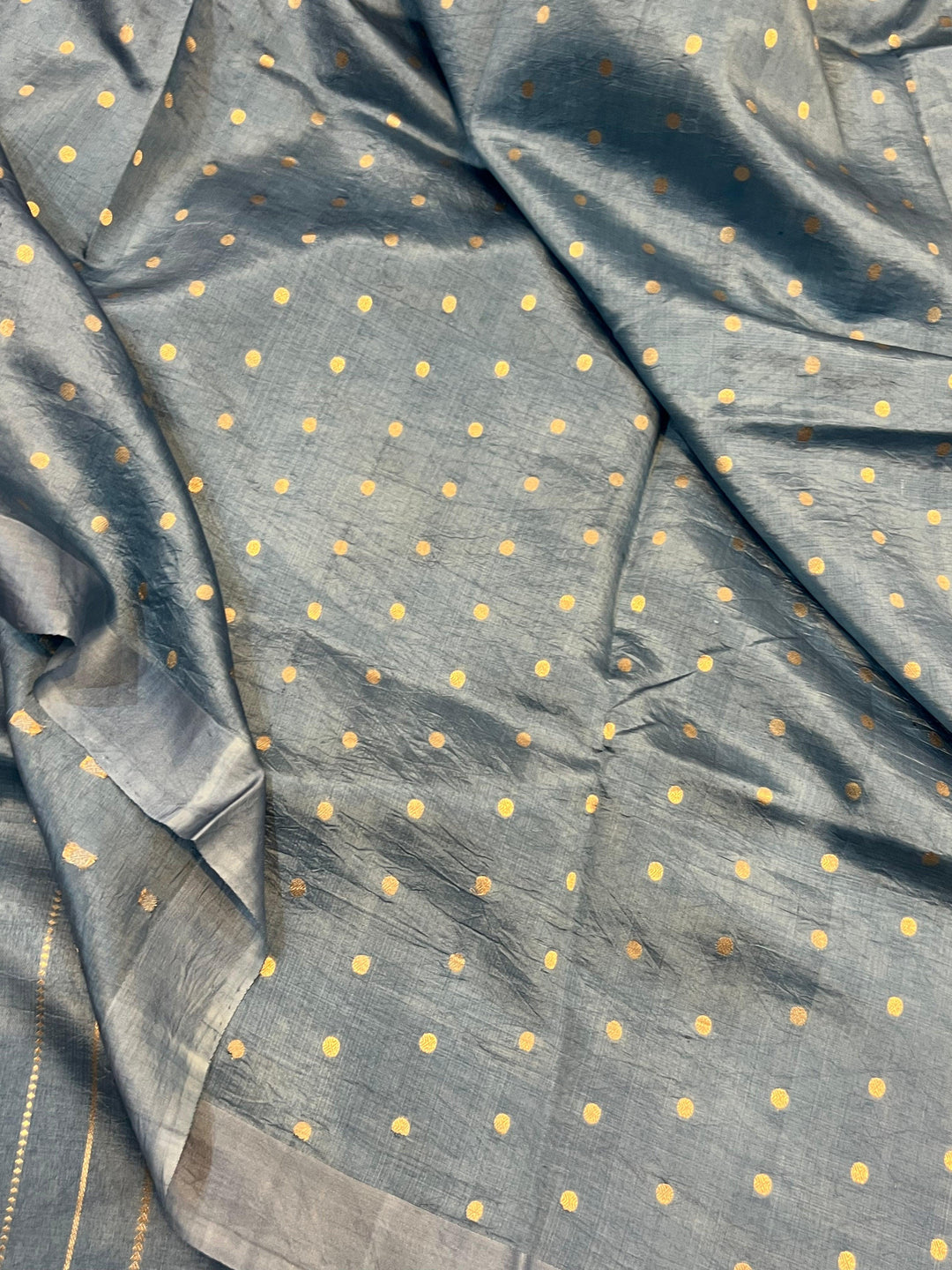 Airforce Blue Pure Banarasi Handloom Silk Saree - Aura Benaras