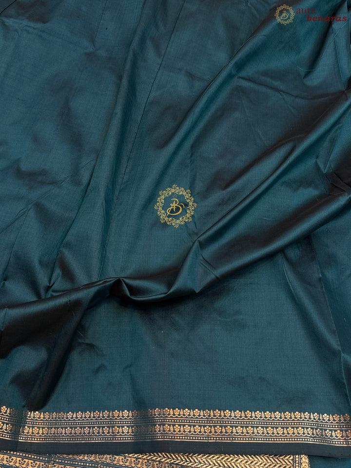 Teal Pure Katan Silk Handloom Banarasi Saree