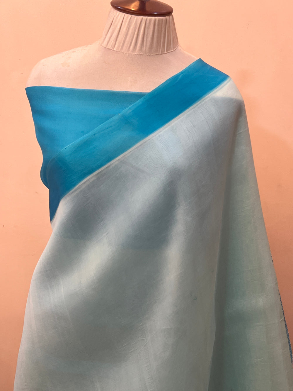 Pani Blue Pure Kora Silk Handloom Banarasi Saree