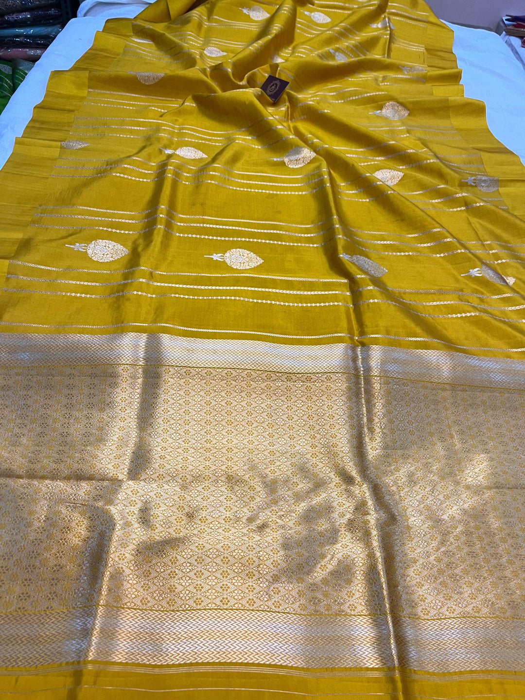 Yellow Pure Banarasi Handloom Silk Saree - Aura Benaras