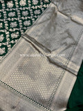 Bottle Green Pure Banarasi Handloom Katan Silk Saree - Aura Benaras