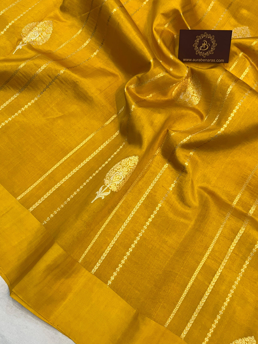 Yellow Pure Banarasi Handloom Silk Saree - Aura Benaras