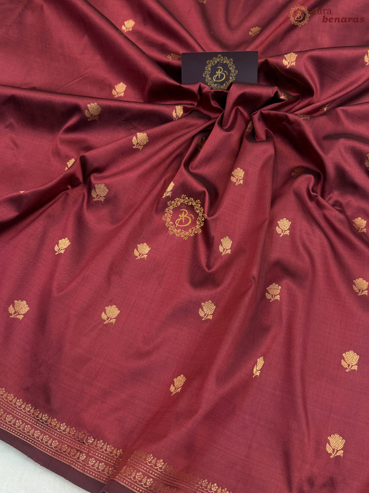 Light Maroon Pure Katan Silk Handloom Banarasi Saree