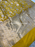 Yellow Pure Banarasi Handloom Katan Silk Saree - Aura Benaras