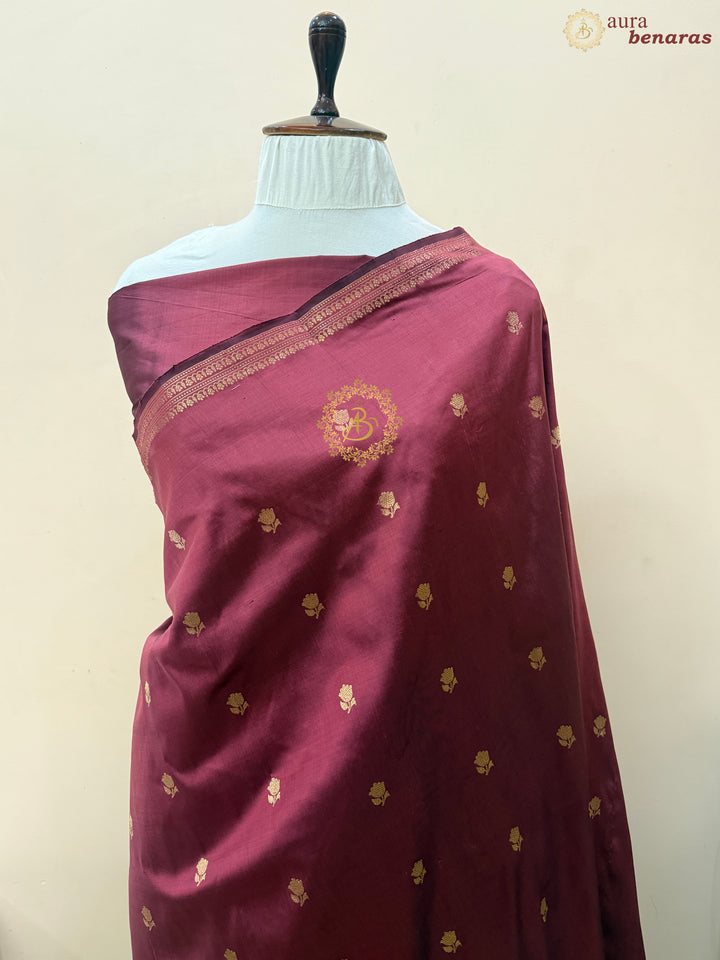 Light Maroon Pure Katan Silk Handloom Banarasi Saree