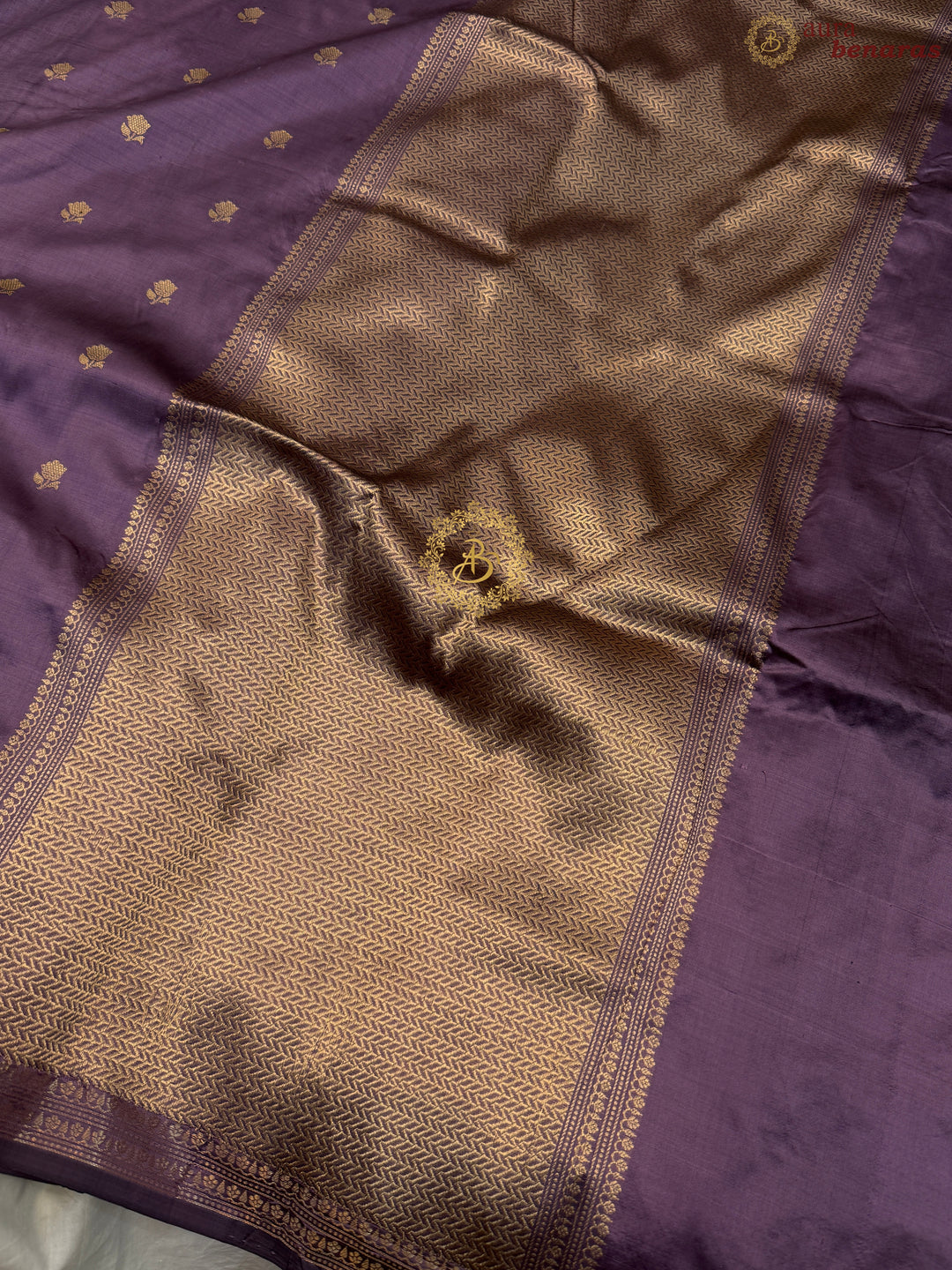 Dusty Lavender Pure Katan Silk Handloom Banarasi Saree