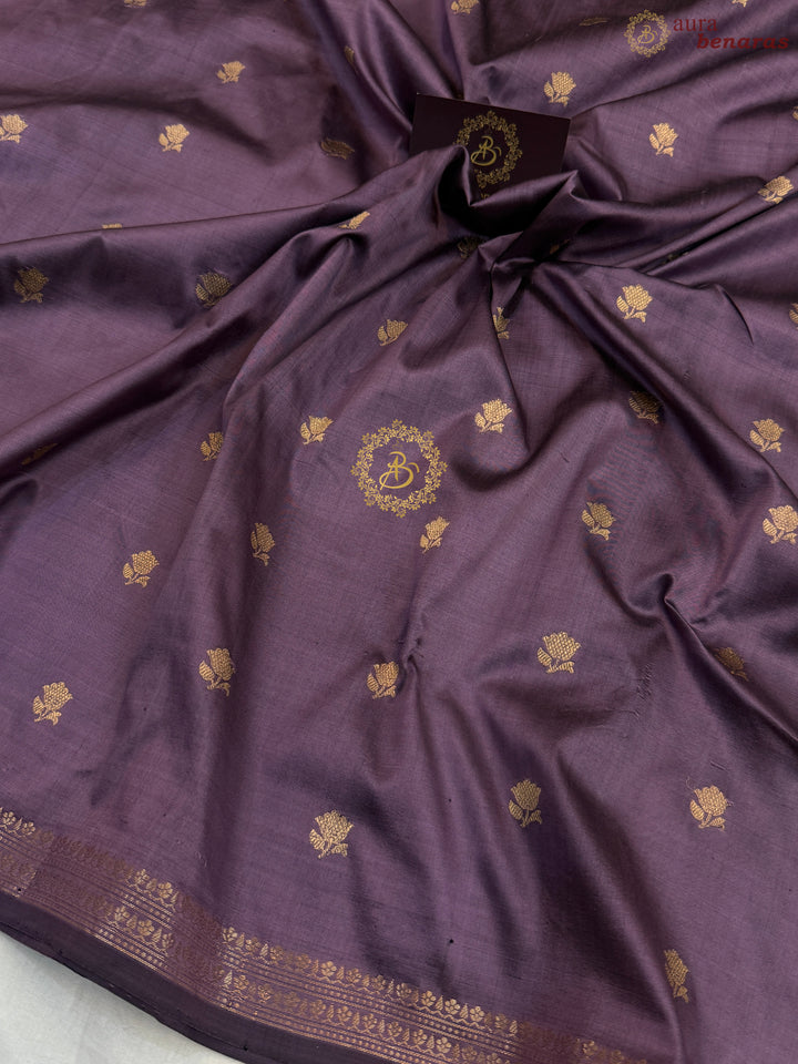 Dusty Lavender Pure Katan Silk Handloom Banarasi Saree