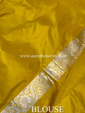 Yellow Pure Banarasi Handloom Katan Silk Saree - Aura Benaras