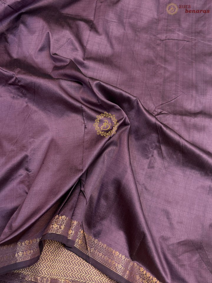 Dusty Lavender Pure Katan Silk Handloom Banarasi Saree