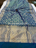 Lillian Sapphire Blue Pure Banarasi Handloom Katan Silk Saree