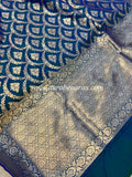 Lillian Sapphire Blue Pure Banarasi Handloom Katan Silk Saree