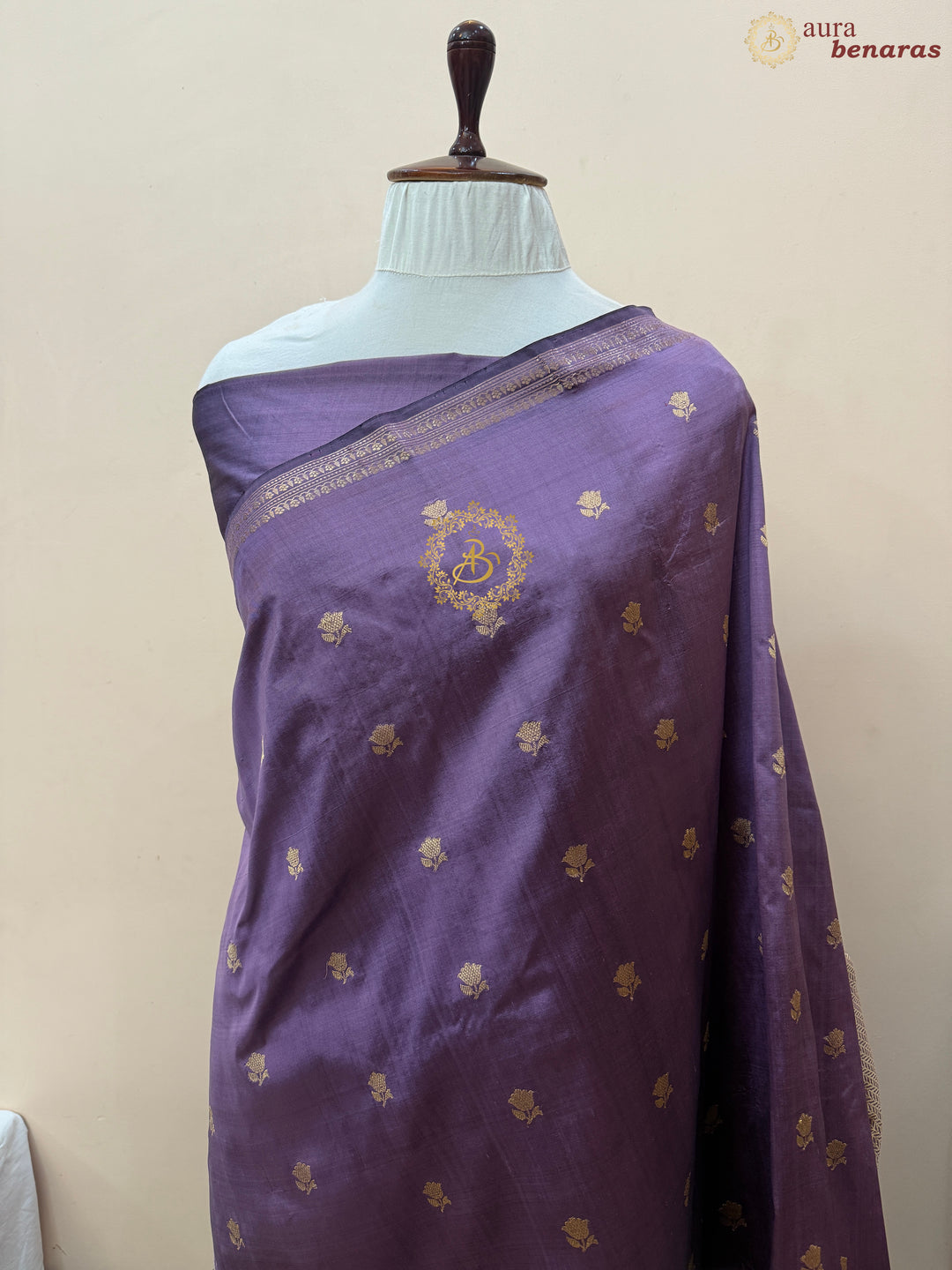 Dusty Lavender Pure Katan Silk Handloom Banarasi Saree