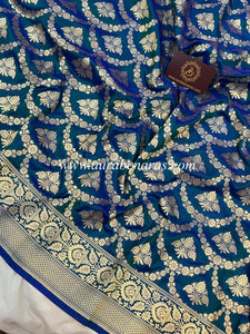 Lillian Sapphire Blue Pure Banarasi Handloom Katan Silk Saree