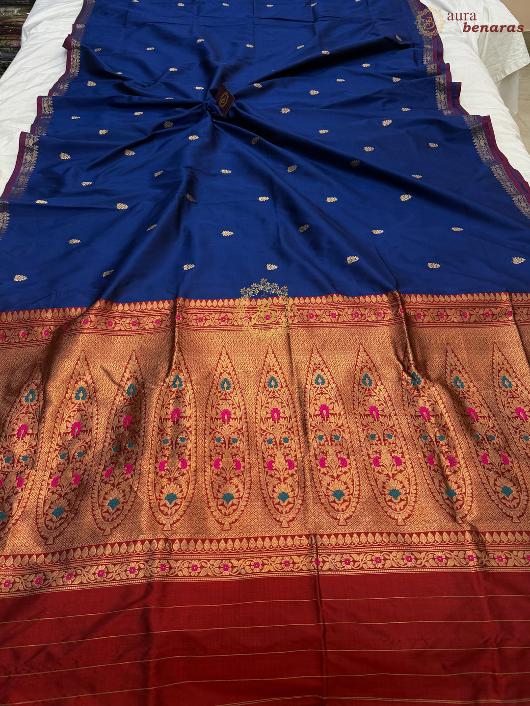 Royal Blue Pure Katan Silk Handloom Banarasi Saree