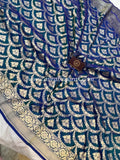 Lillian Sapphire Blue Pure Banarasi Handloom Katan Silk Saree