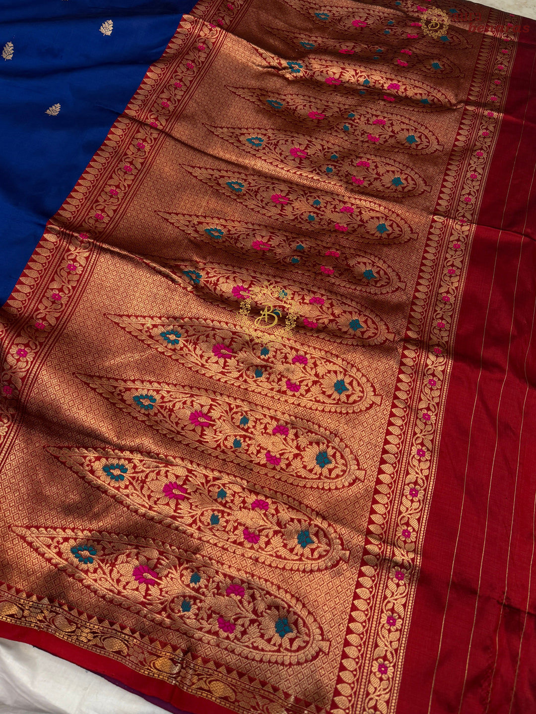 Royal Blue Pure Katan Silk Handloom Banarasi Saree