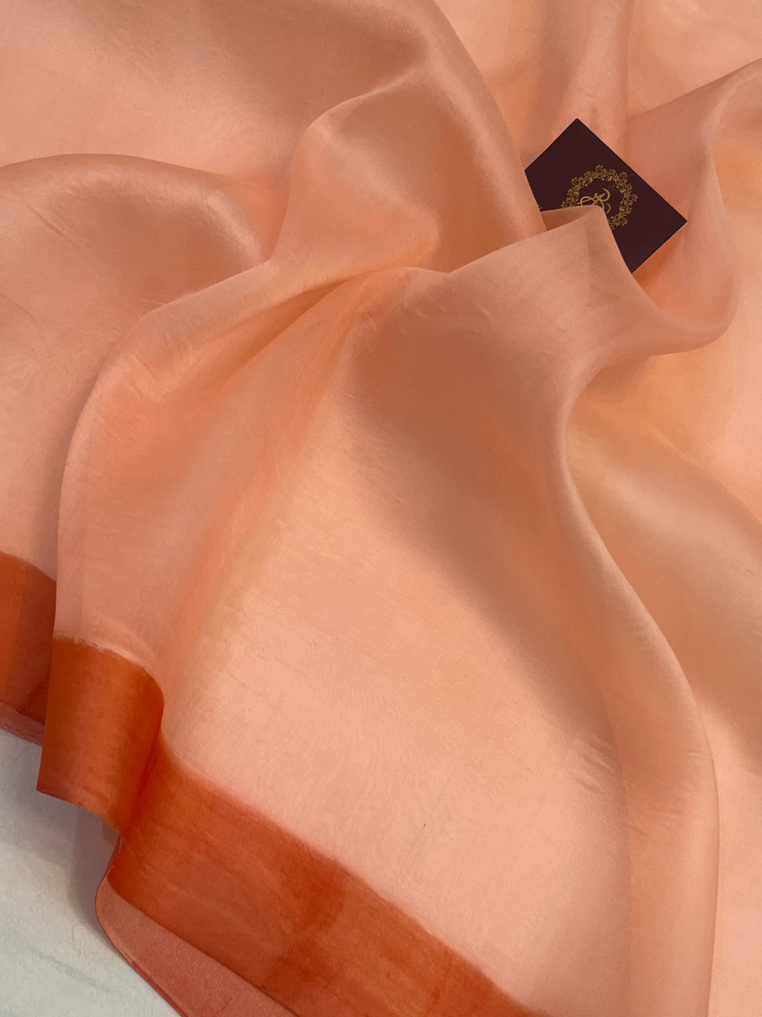 Pastel Peach Pure Kora Silk Handloom Banarasi Saree