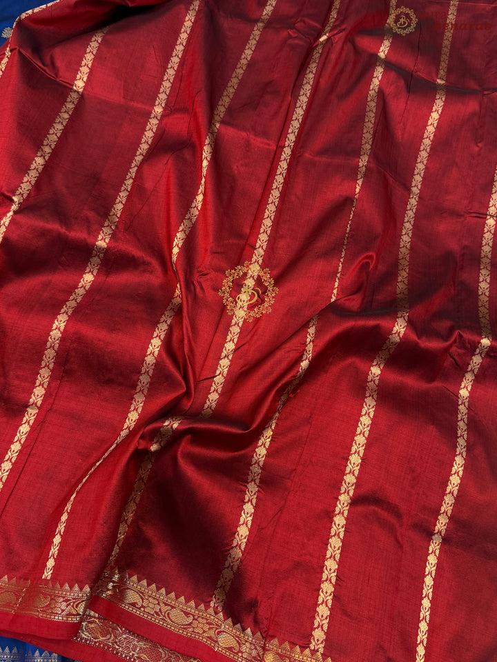 Royal Blue Pure Katan Silk Handloom Banarasi Saree