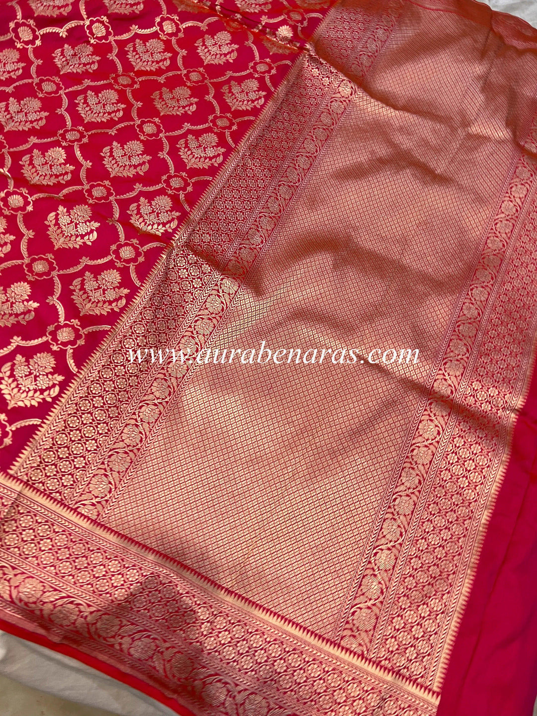 Rani Pink Pure Banarasi Handloom Katan Silk Saree - Aura Benaras